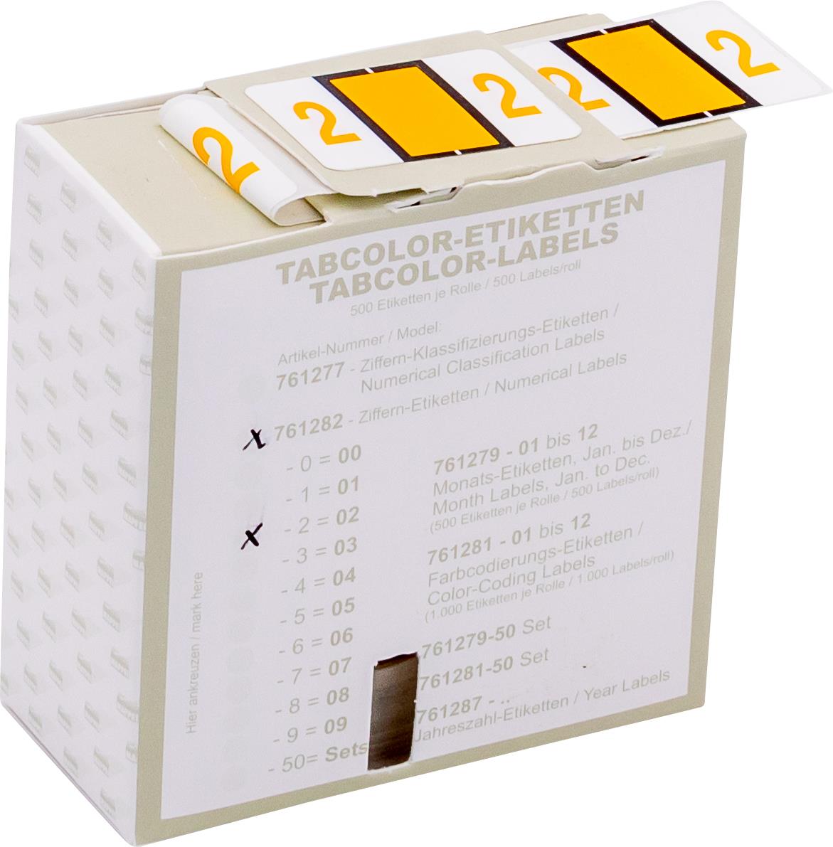 Ziffernetikett (gross) "2", Farbe hellorange, 500/Rolle-Artikelnummer-761282/02