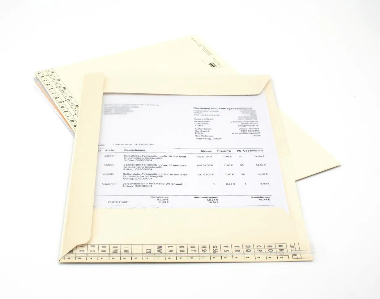 Testpaket - Mappen mit Klarsichtvorderteil