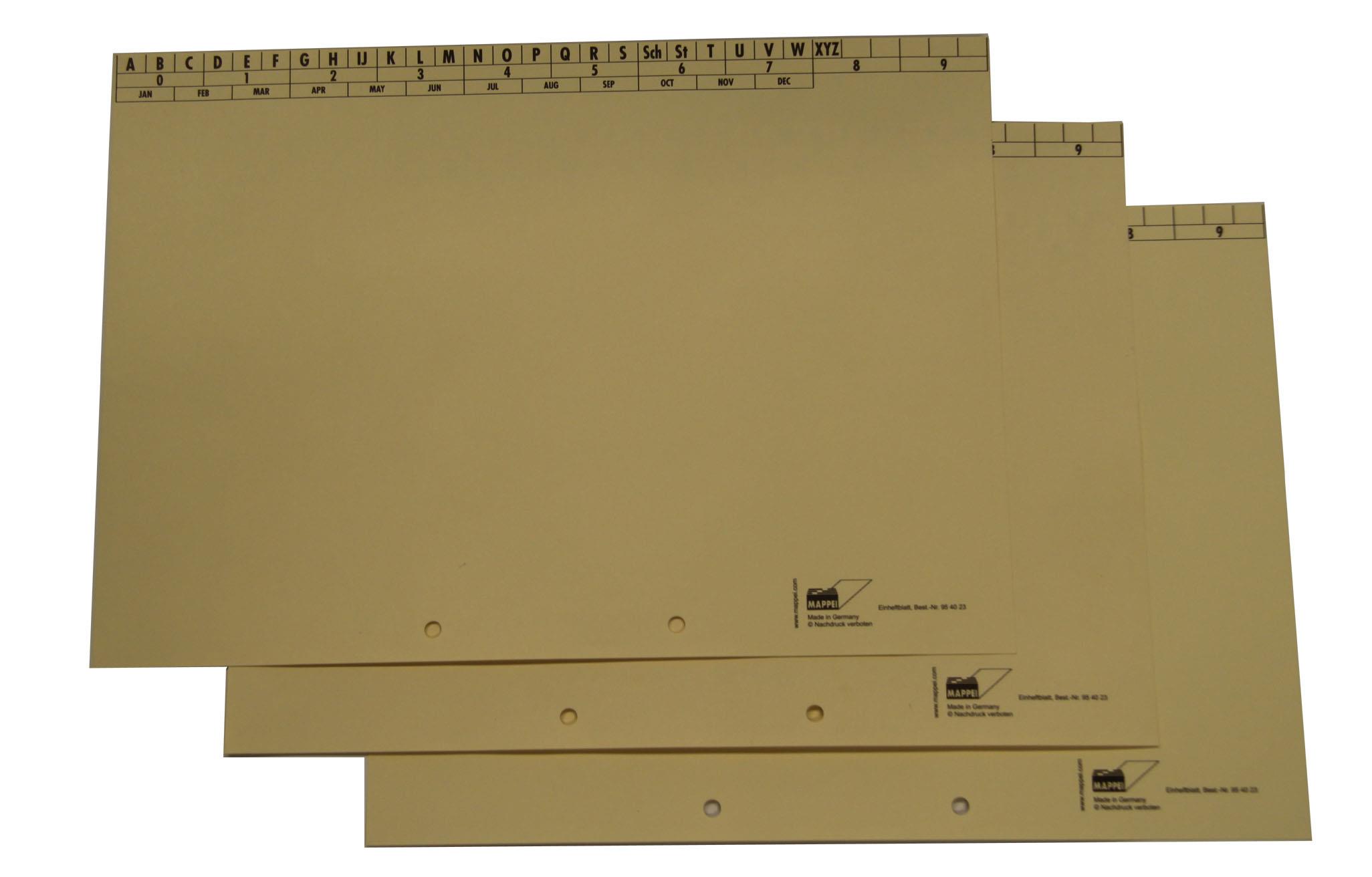 Einheft-Registerblatt, Natronkarton hell 180 g/qm, gelocht Einheft-Registerblatt, Natronkarton hell 180 g/qm, gelocht