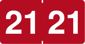 Jahreszahletiketten "21", Farbe rot, 500/Rolle
