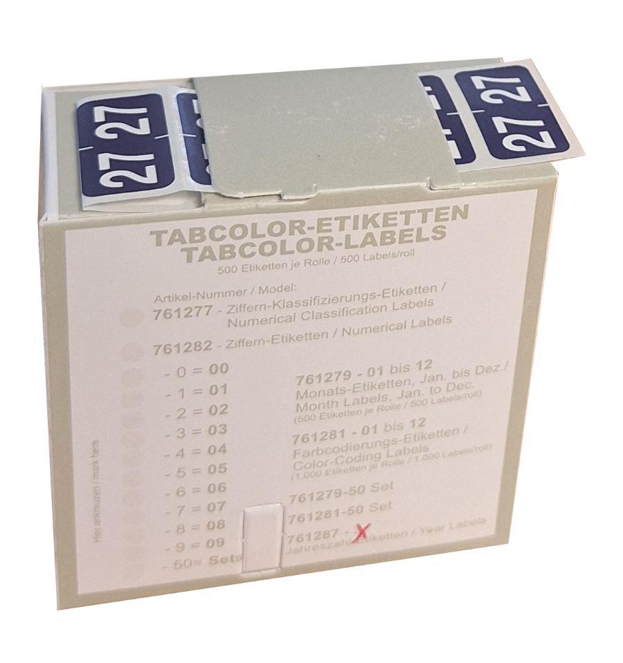 Jahreszahletiketten "27" Farbe purpur, 500/Rolle