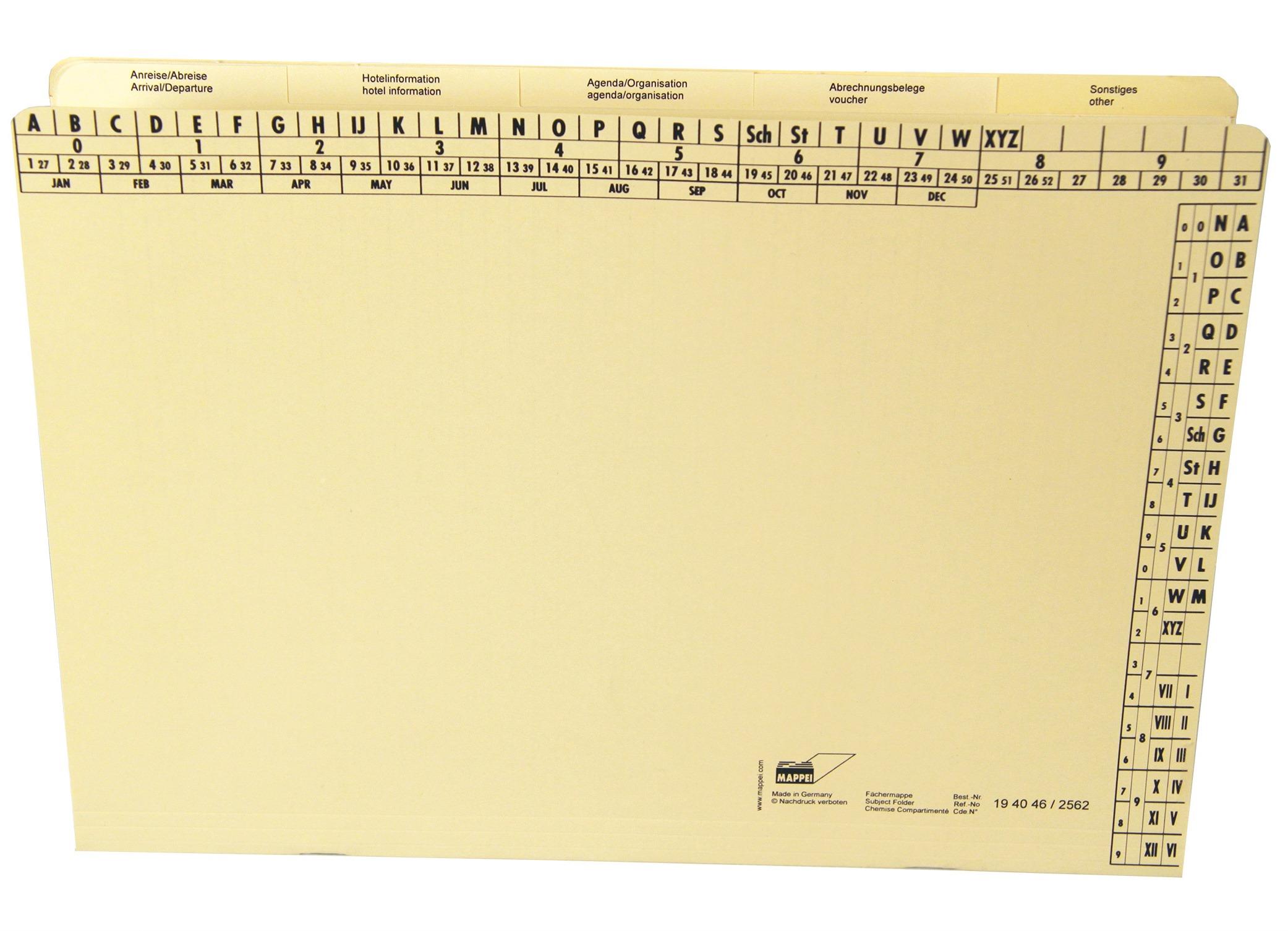 Fächermappe f. DIN A4, 5 Fächer, "Dienstreisedokumentation"