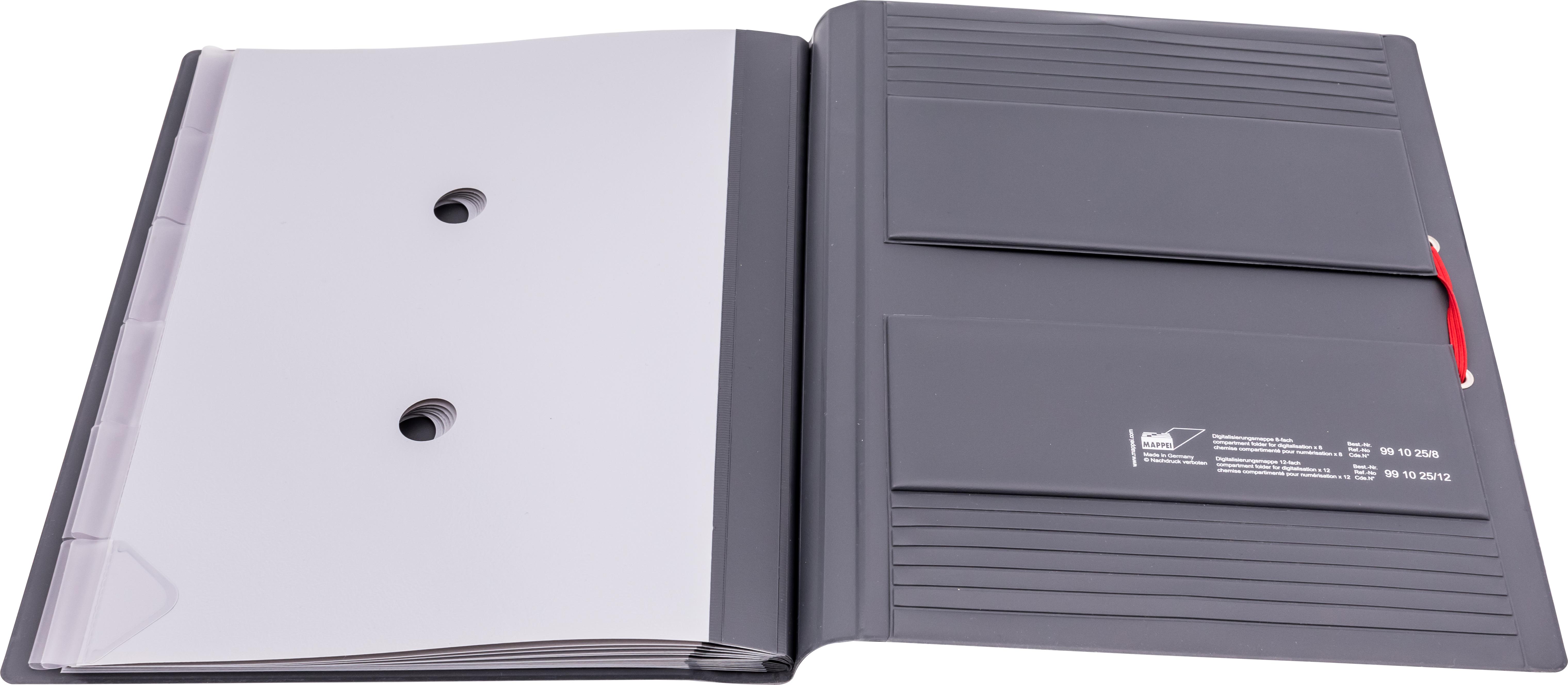 Fächermappe mit Register, 255 x 315 mm, PVC, grau-Artikelnummer-991025/12