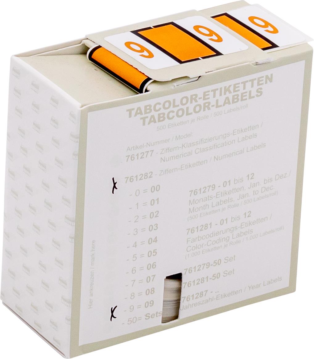 Ziffernetikett (gross) "9", Farbe braun, 500/Rolle-Artikelnummer-761282/09