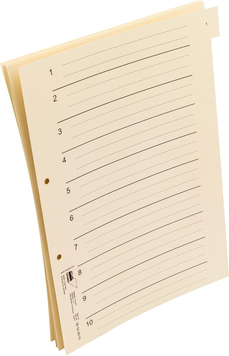 Register, 10-fach f. Ordnungsmappen, Natron hell, 230 g/qm Register, 10-fach f. Ordnungsmappen, Natron hell, 230 g/qm