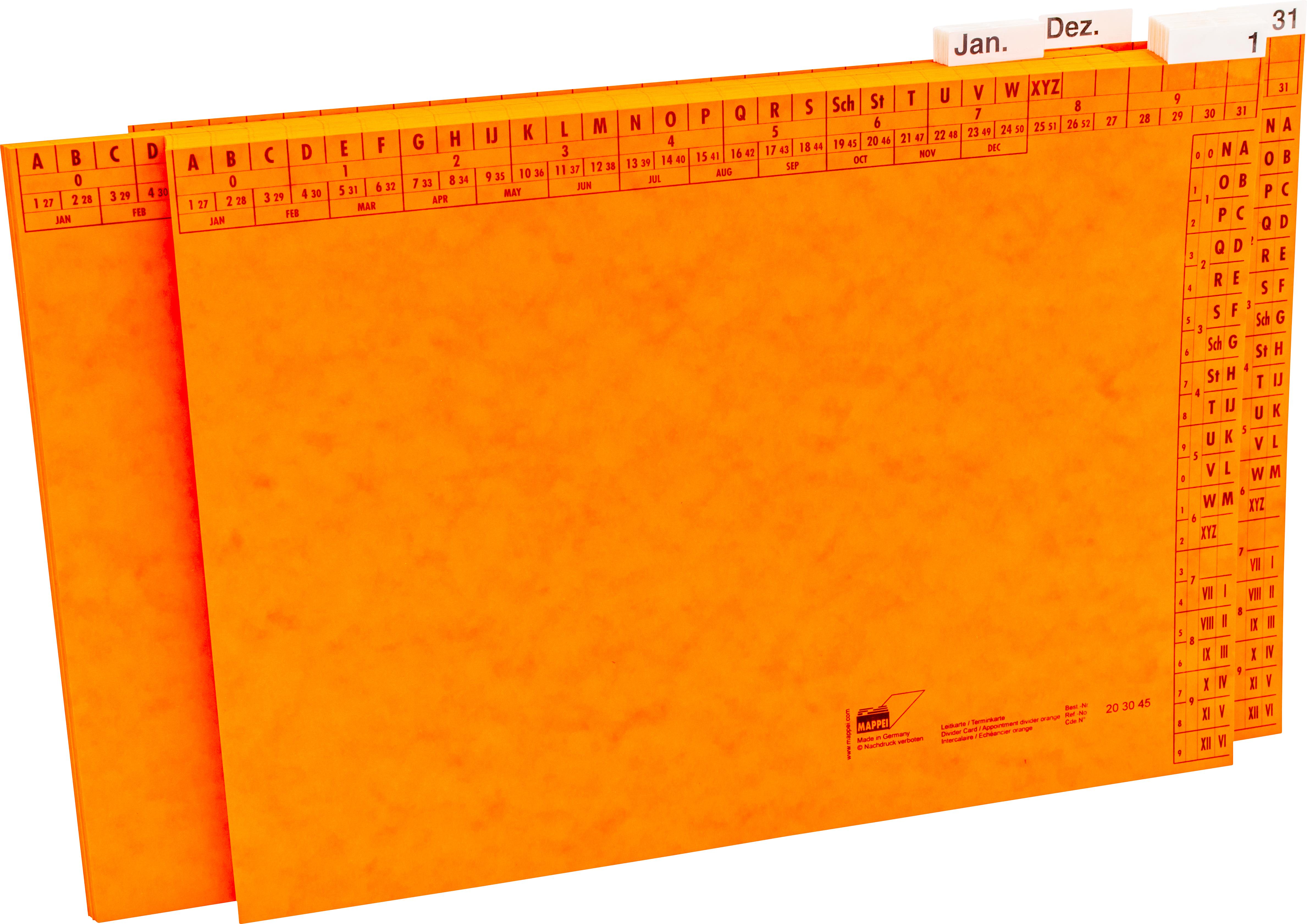 Leitkarten-Set (1-31/Jan.-Dez.), Glanzkart., orange-Artikelnummer-394011