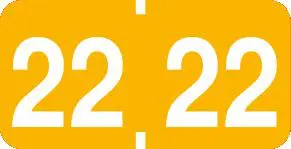 Jahreszahletiketten "22" Farbe hellorange, 500/Rolle