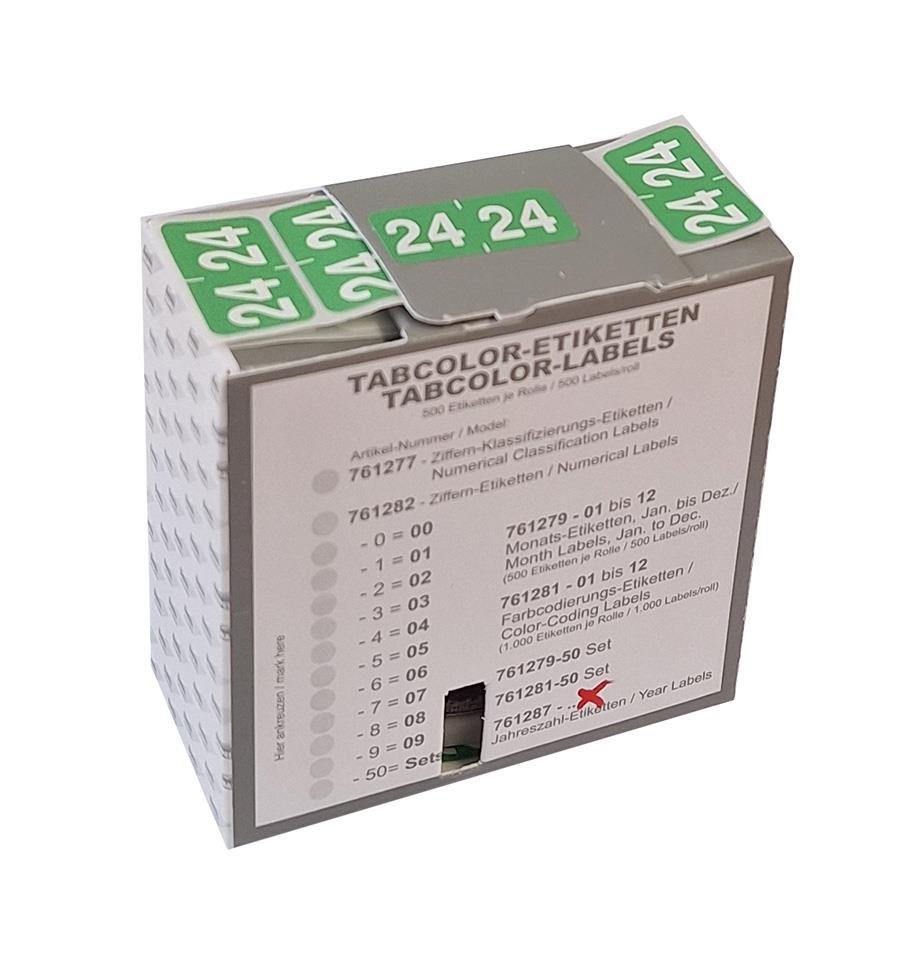 Jahreszahletiketten "24" Farbe hellgrün, 500/Rolle