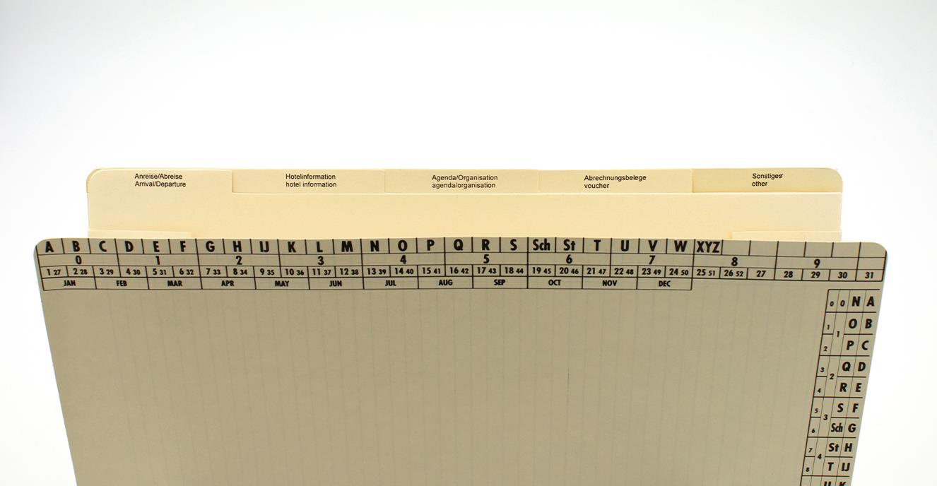 Fächermappe f. DIN A4, 5 Fächer, "Dienstreisedokumentation"