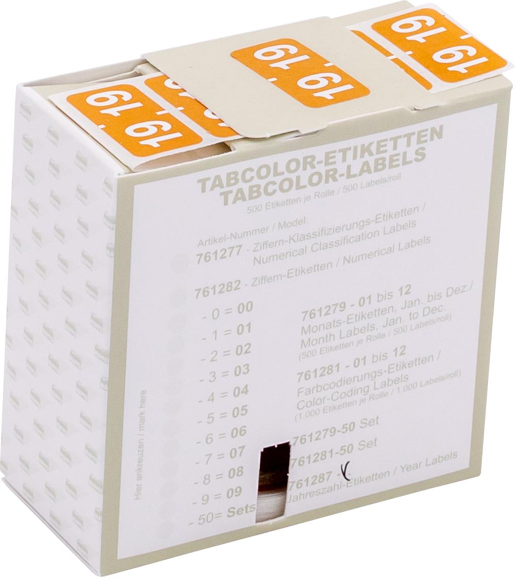 Jahreszahletiketten "19", Farbe braun, 500/Rolle Jahreszahletiketten "19", Farbe braun, 500/Rolle