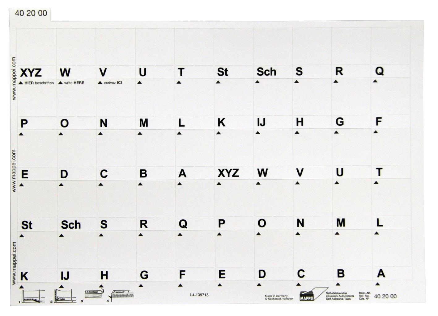 SK-Reiter, weiß, bedr. mit 2 x A-XYZ, 30 mm breit, Karton