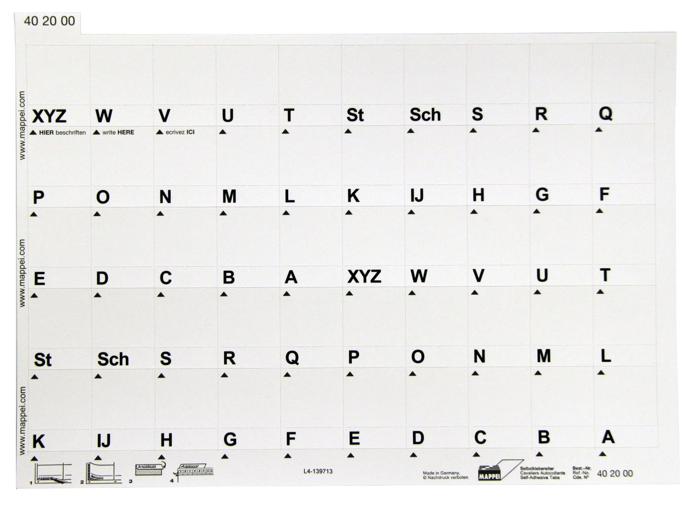 SK-Reiter, weiß, bedr. mit 2 x A-XYZ, 30 mm breit, Karton-Artikelnummer-402000/37