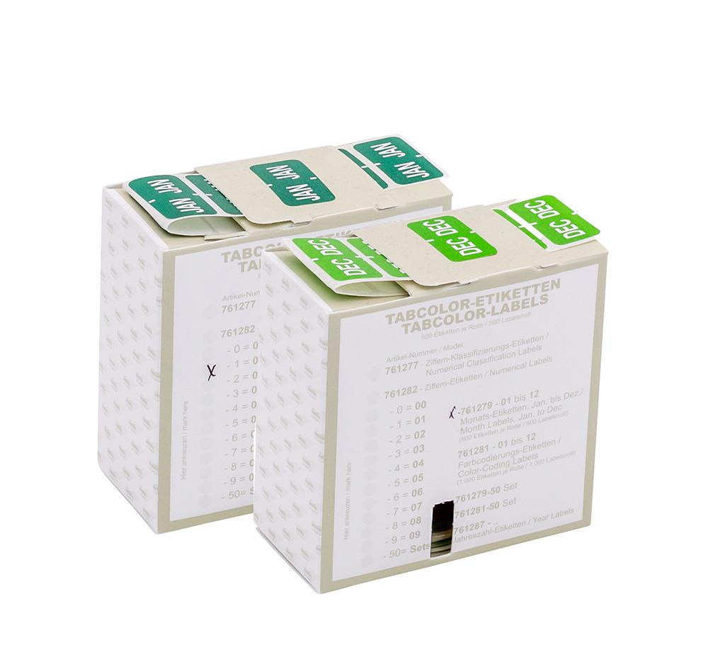 Set von Monatsetikett "JAN - DEC", je 500 Stck./Rolle