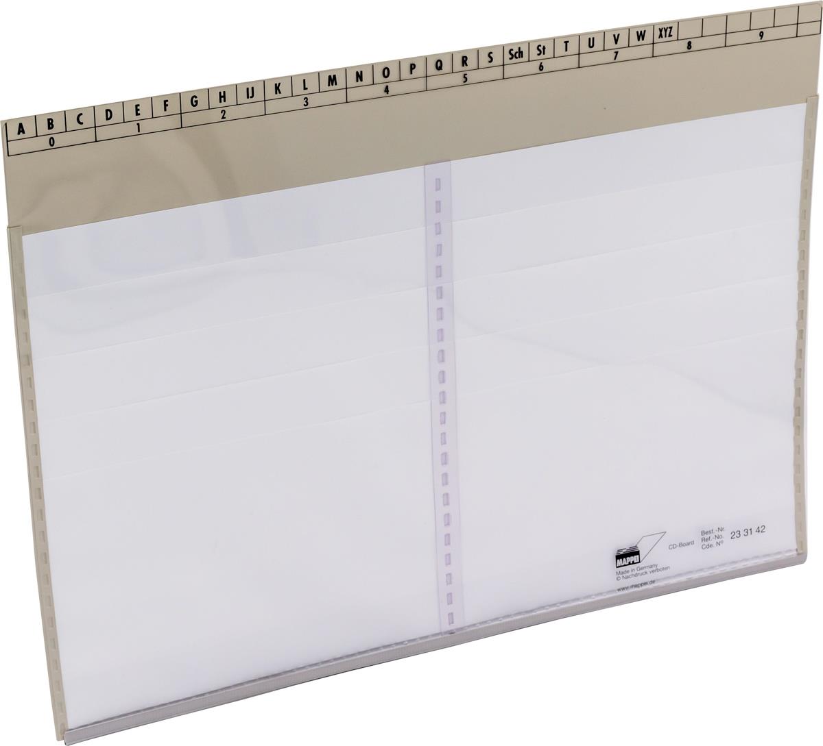CD/DVD-Board 315 x 225 mm, f. 10 CDs/DVDs, PVC, weiß/grau-Artikelnummer-233142