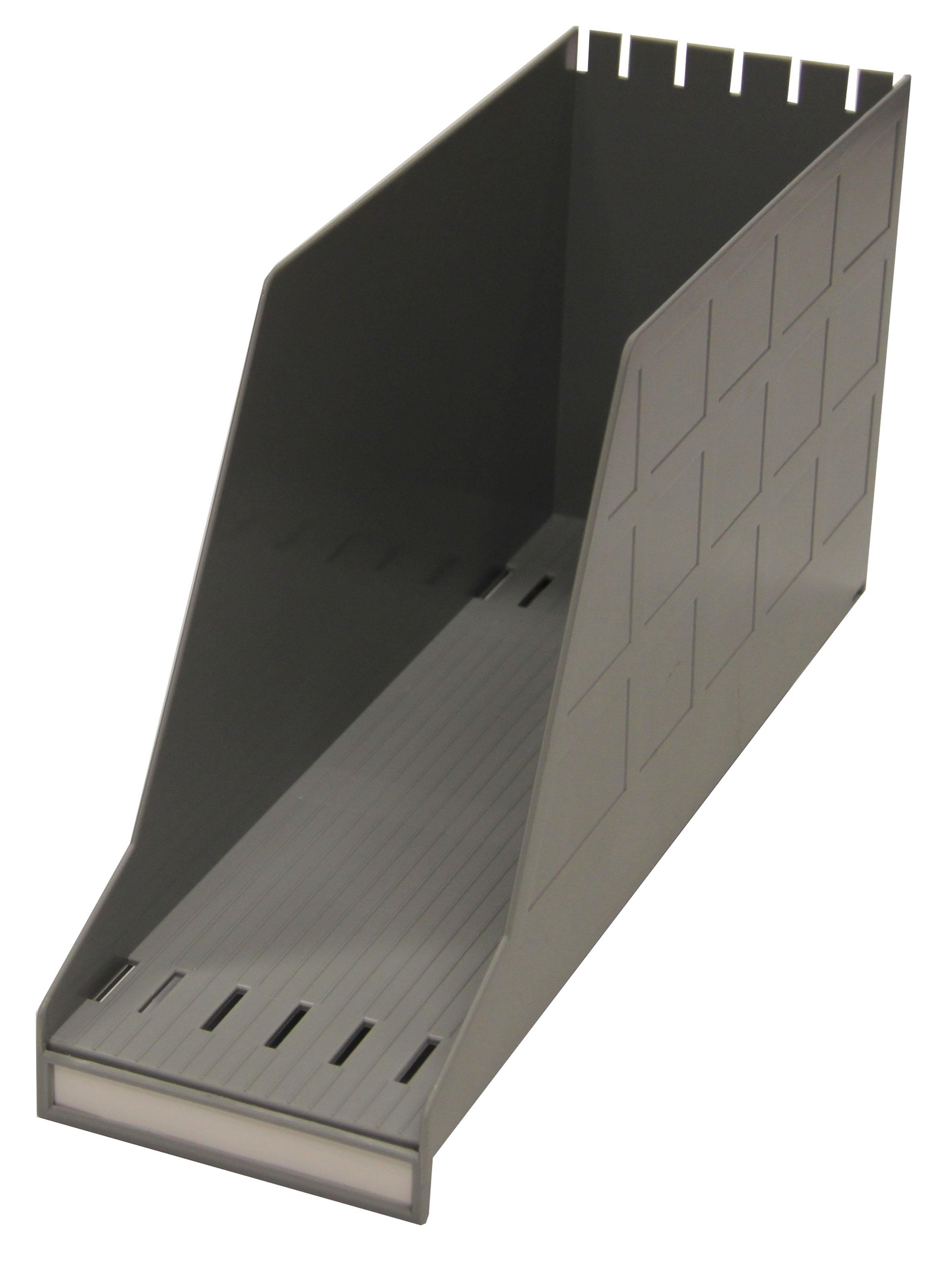 Ordnungsbox f. A4, lateral, 10 cm breit, Polystyrol, grau-Artikelnummer-324277