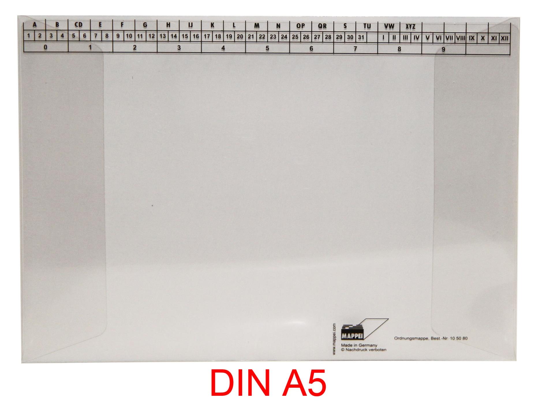 Ordnungsmappe für DIN A5, PVC klar, 250 g/qm-Artikelnummer-105080