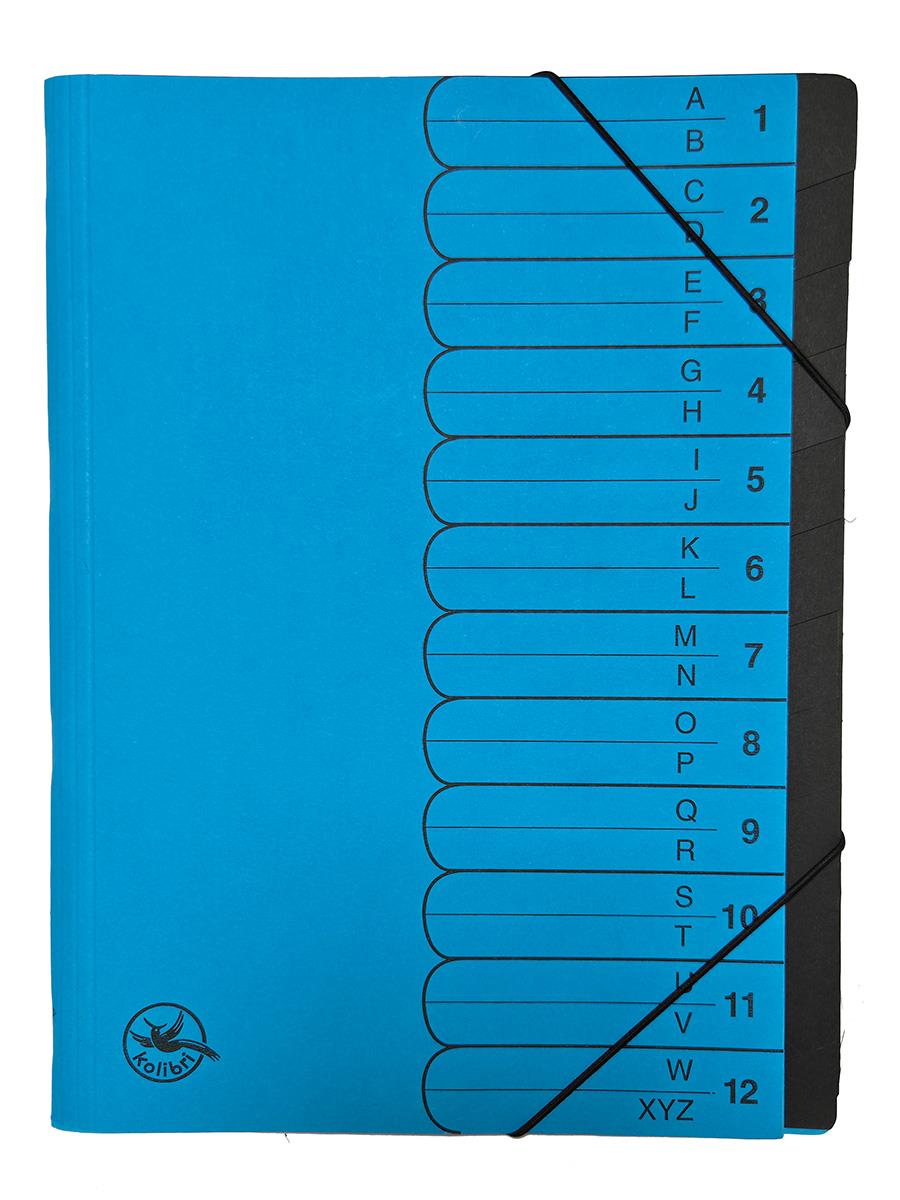 Ordnungsmappe 12-teilig, blau, Fächer einfarbig Ordnungsmappe 12-teilig, blau, Fächer einfarbig