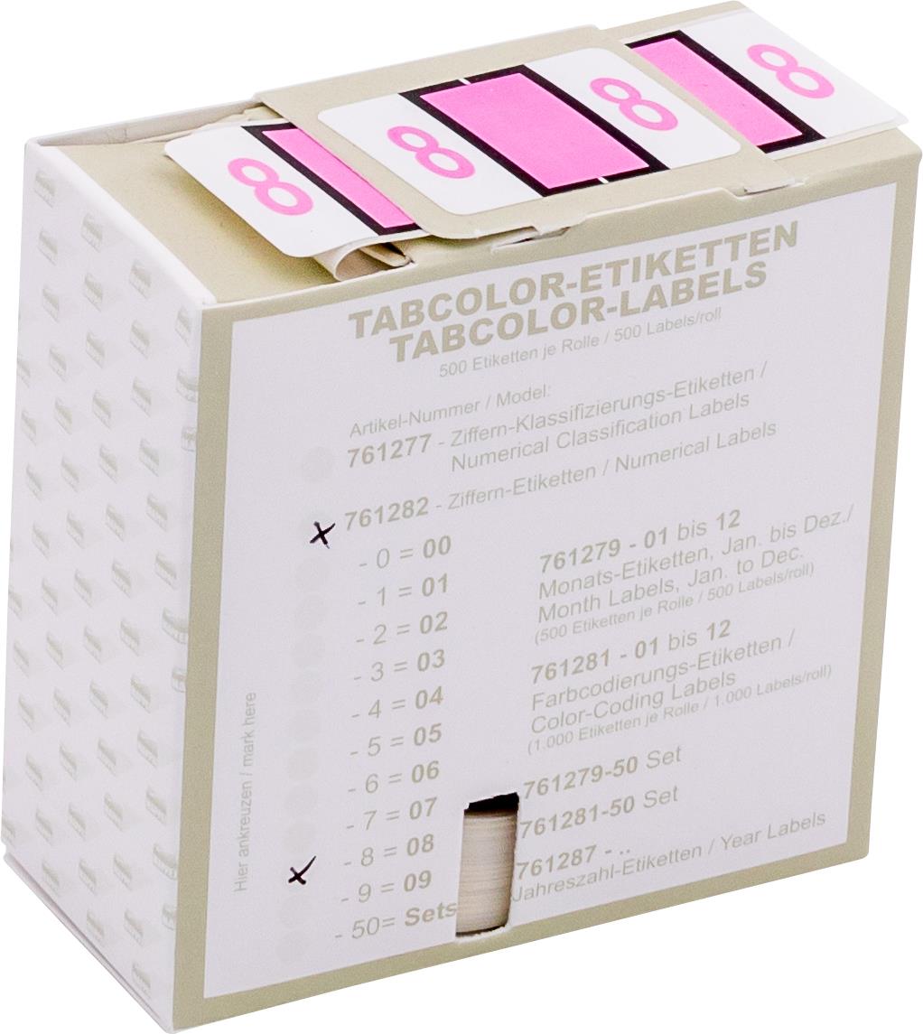 Ziffernetikett (gross) "8", Farbe lila, 500/Rolle-Artikelnummer-761282/08