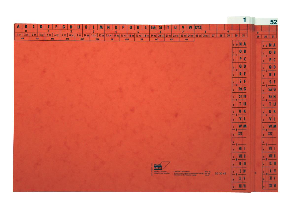 Leitkarten-Set "Wochen" (1-52), Glanzkarton 335 g/qm, orange-Artikelnummer-394010MASTER