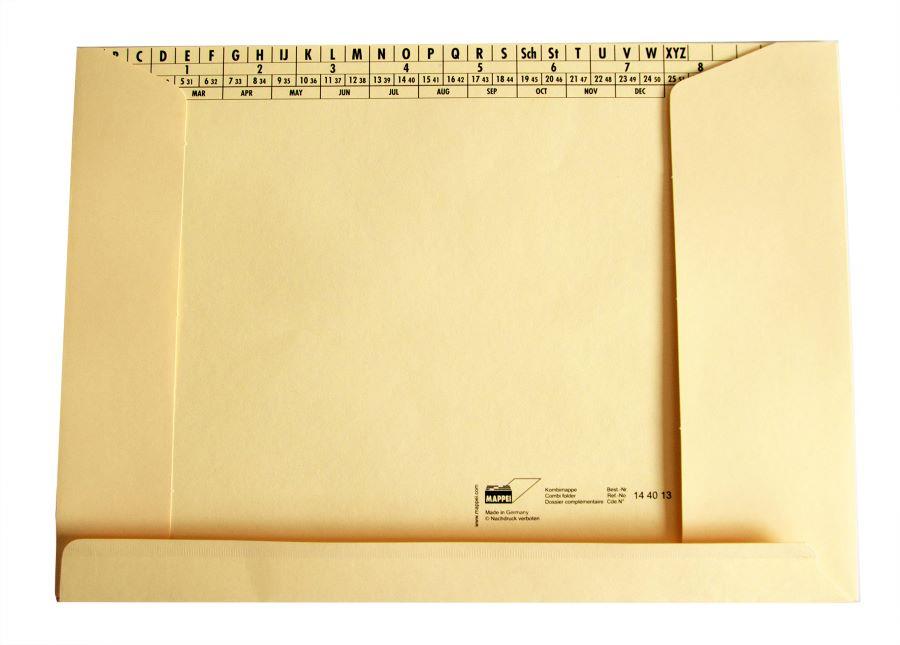 Kombimappe für DIN A4, Natronkarton hell, 130 g/qm,-Artikelnummer-144013