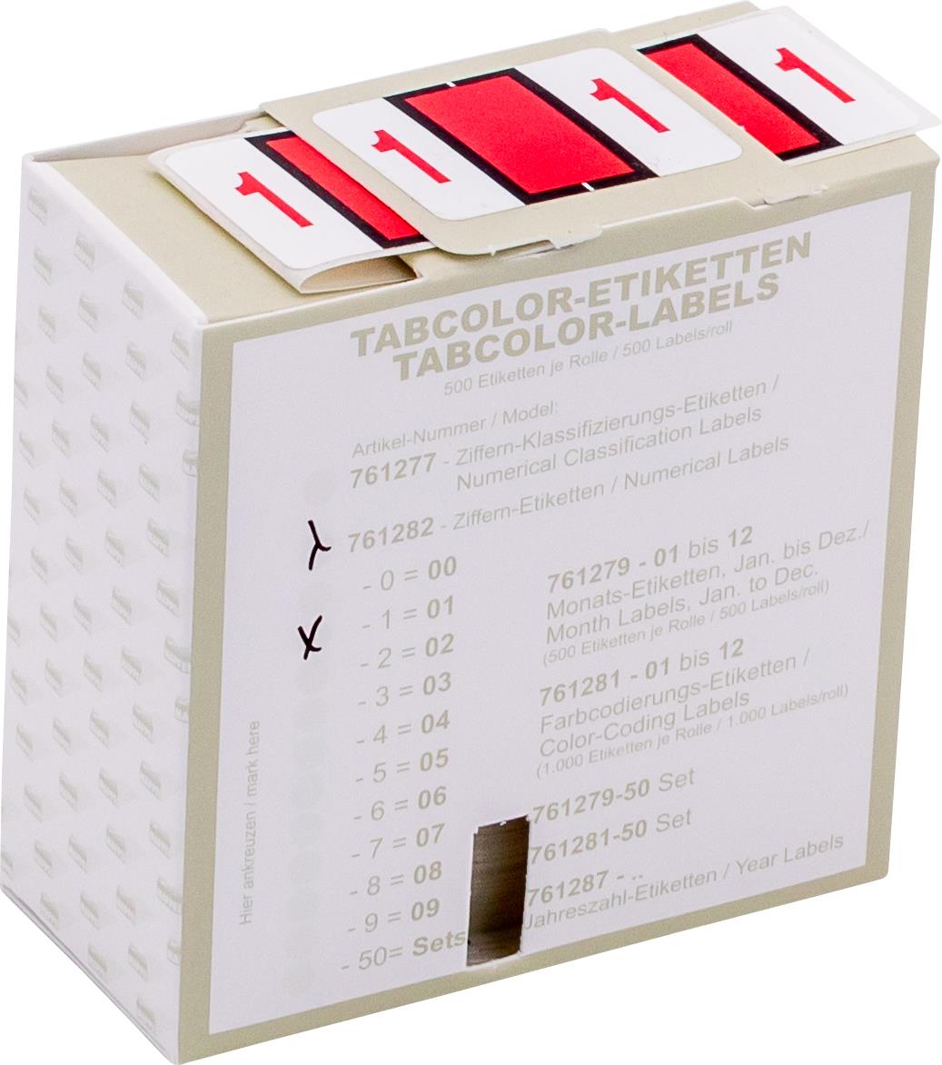 Ziffernetikett (gross) "1", Farbe rot, 500/Rolle-Artikelnummer-761282/01