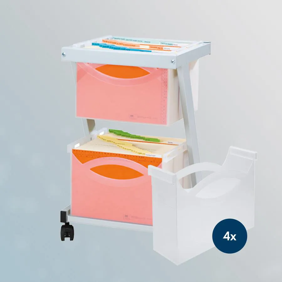 Akten-Trolley für 6 Boxen auf 2 Etagen, Stahl, RAL 7035 (grau)