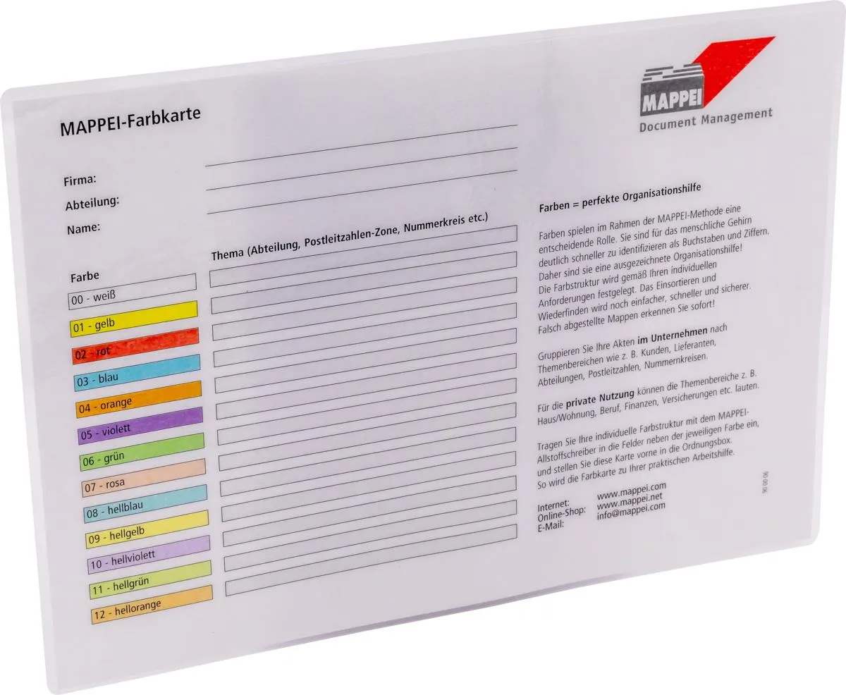 MAPPEI-Farbkarte, Querformat, neutral, laminiert-Artikelnummer-900006