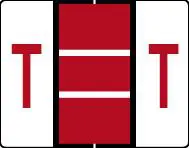 Buchstabenetikett (gross) "T", Farbe rot, 50/Bogen