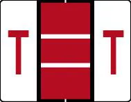 Buchstabenetikett (gross) "T", Farbe rot, 50/Bogen