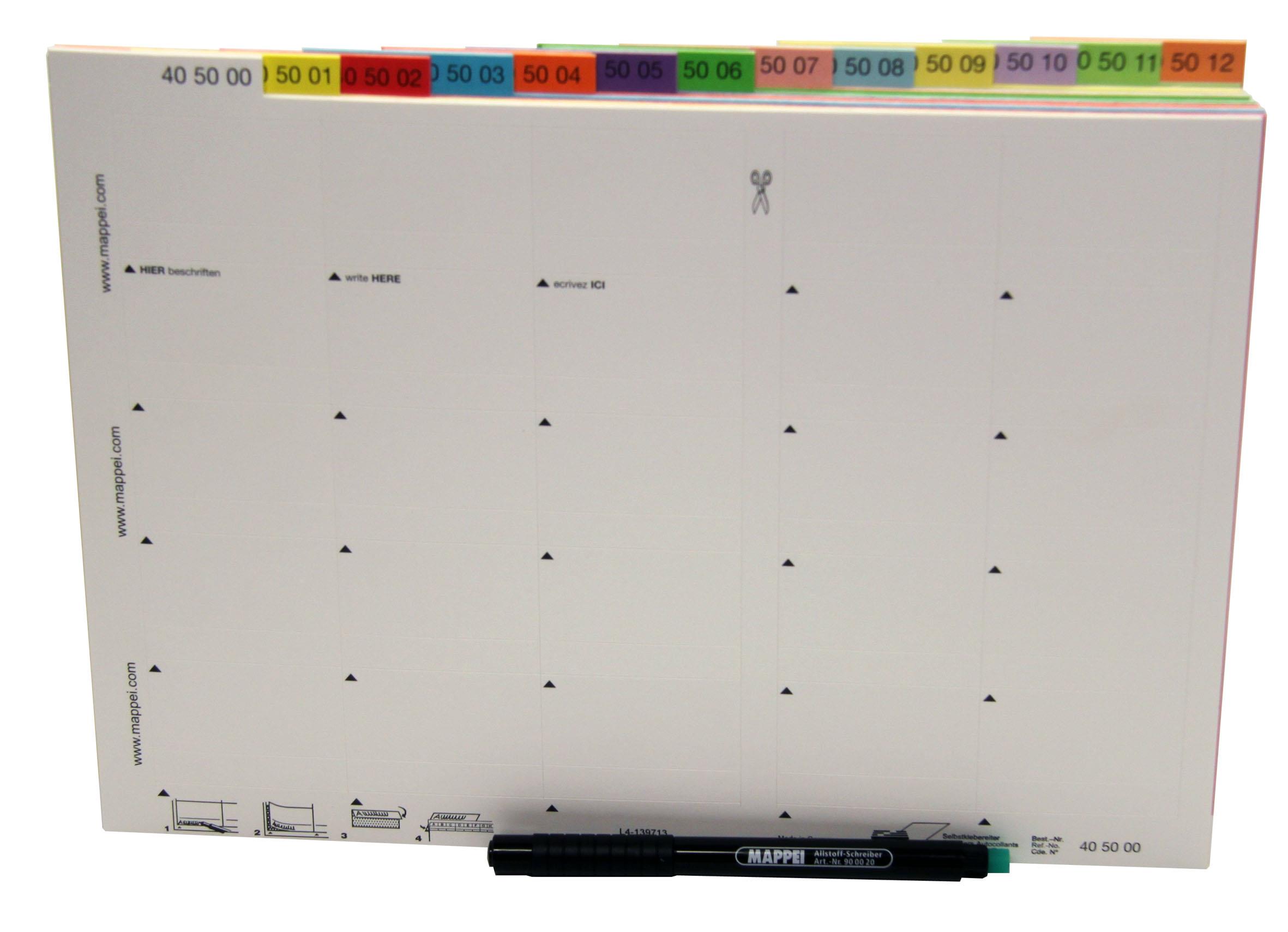 SK-Reiter-Set, je 50 Reiter 55 mm breit, Farben 00 - 12