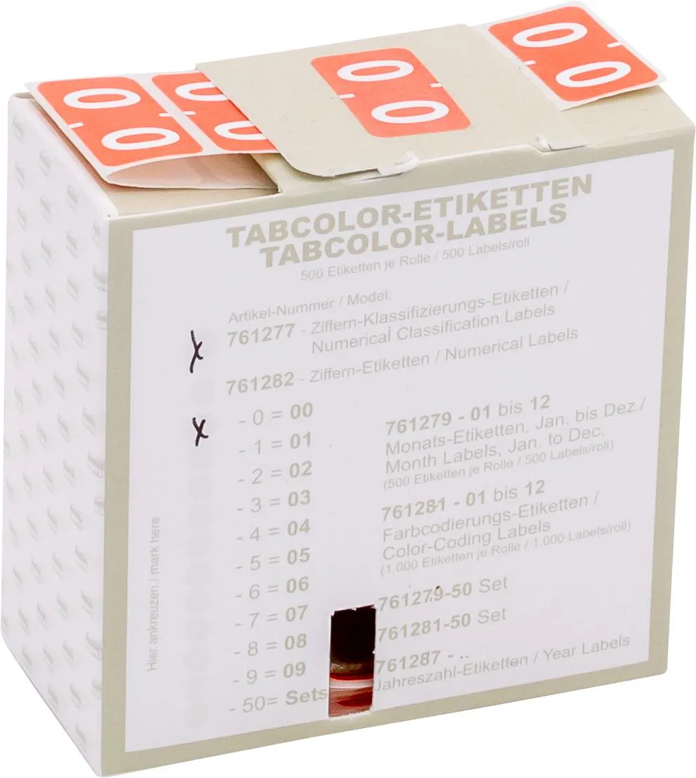 Klassifiz.-Etikett (klein), Ziffer "0", rosa, 500 Stck.