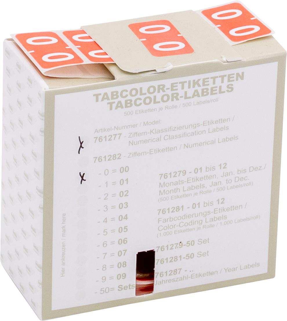 Klassifiz.-Etikett (klein), Ziffer "0", rosa, 500 Stck.