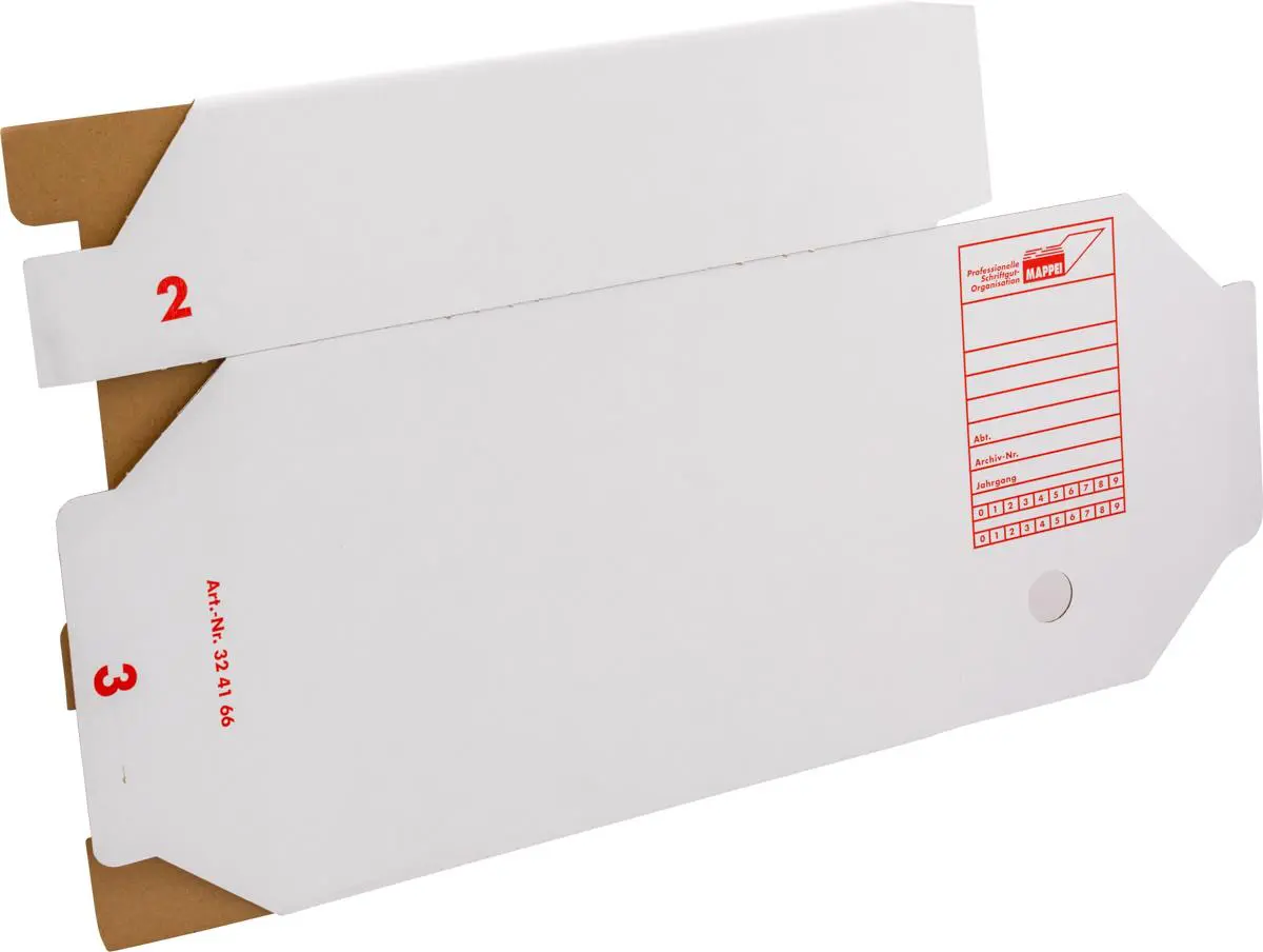 Archivschachtel A4, lateral, Mikrowelle, weiß