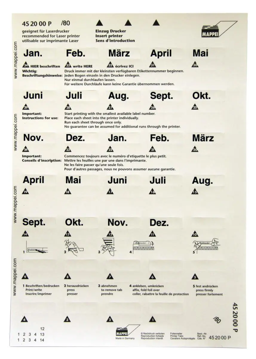 Selbstklebe-Printreiter, "Jan-Dez", 30 mm breit