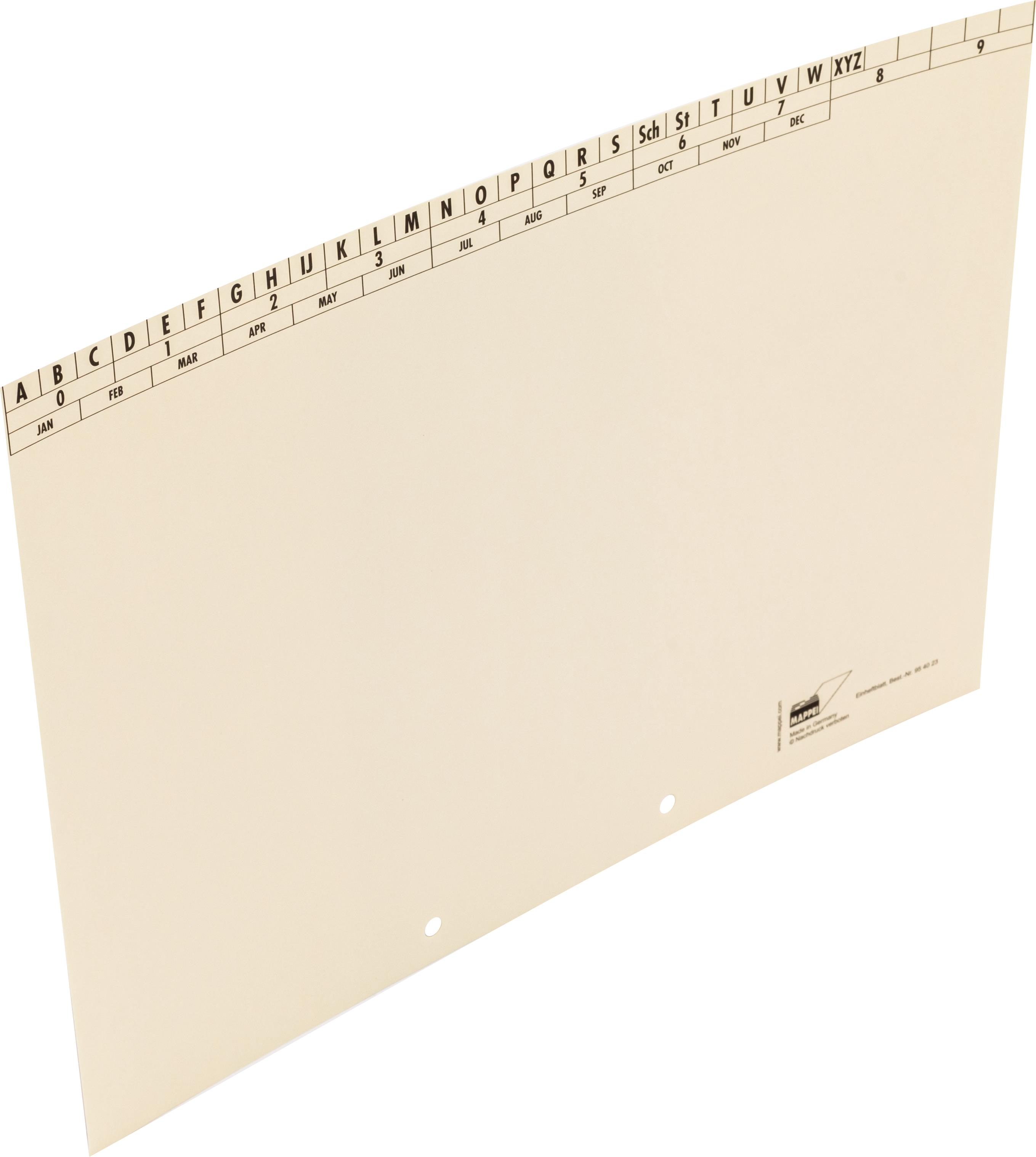 Einheft-Registerblatt, Natronkarton hell 180 g/qm, gelocht Einheft-Registerblatt, Natronkarton hell 180 g/qm, gelocht