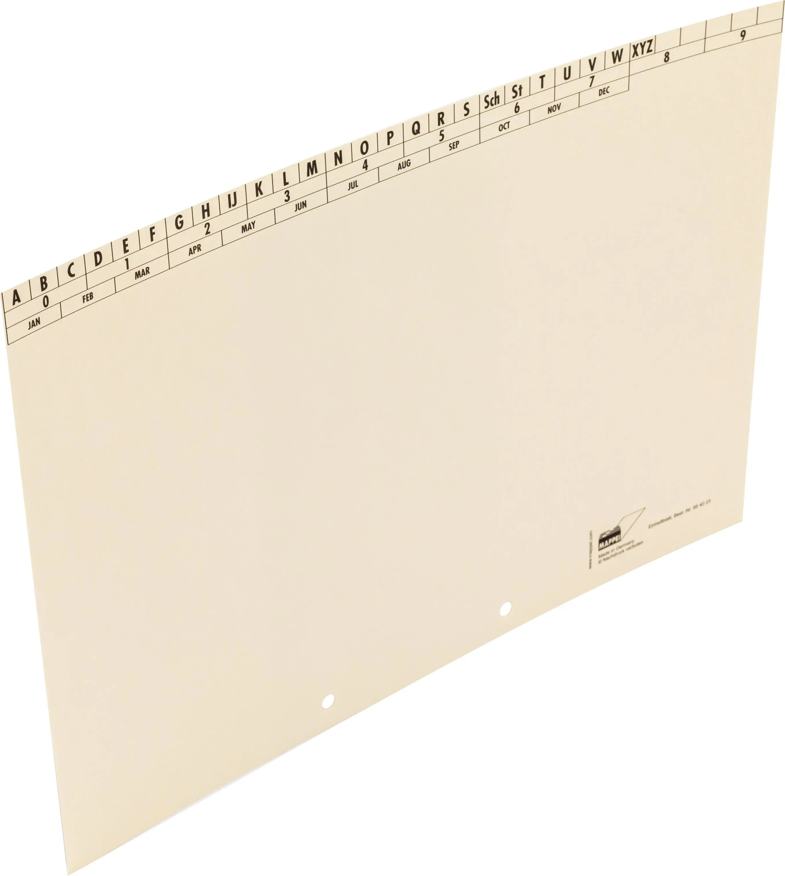Einheft-Registerblatt, Natronkarton hell 180 g/qm, gelocht