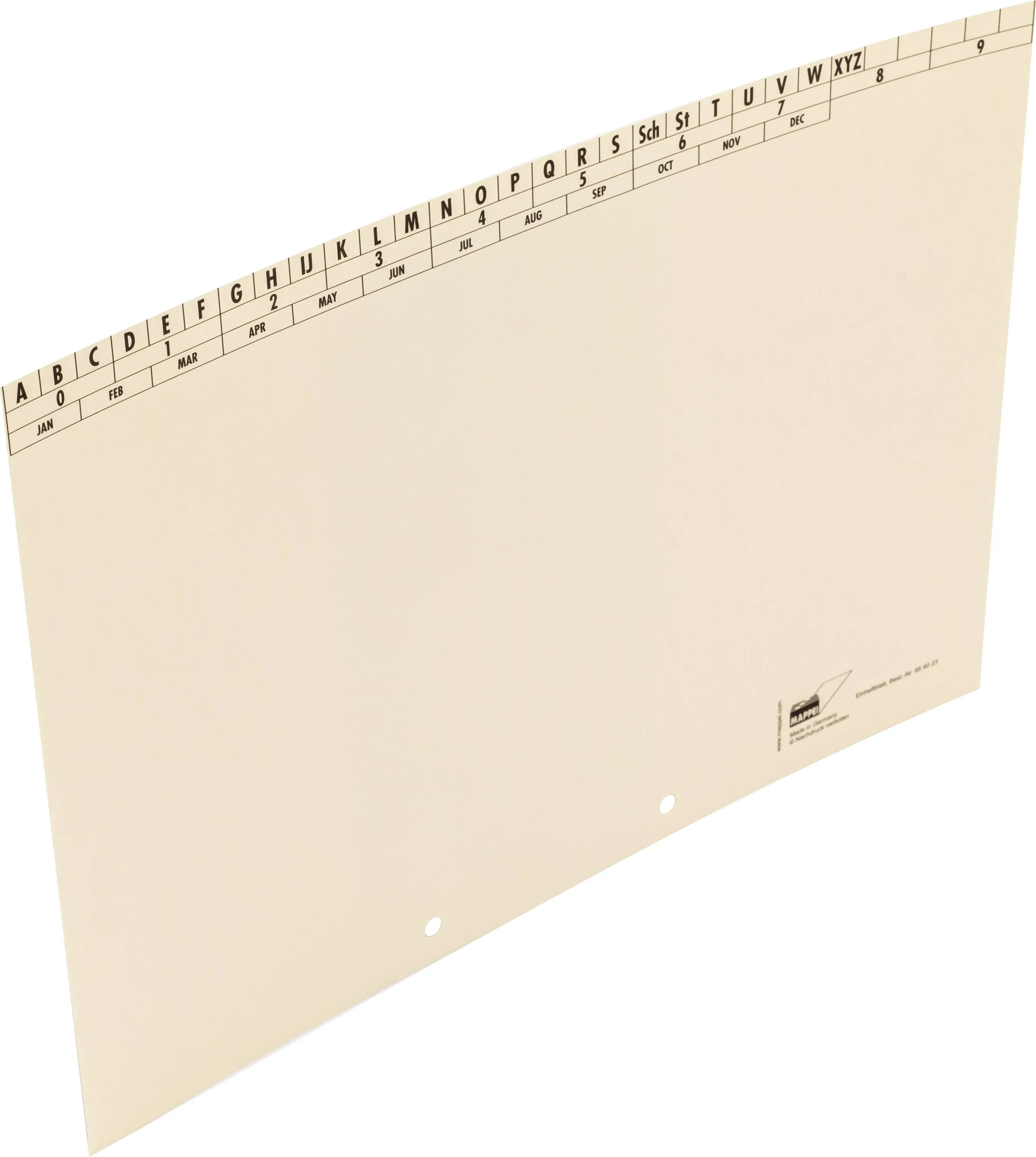 Einheft-Registerblatt, Natronkarton hell 180 g/qm, gelocht-Artikelnummer-954023