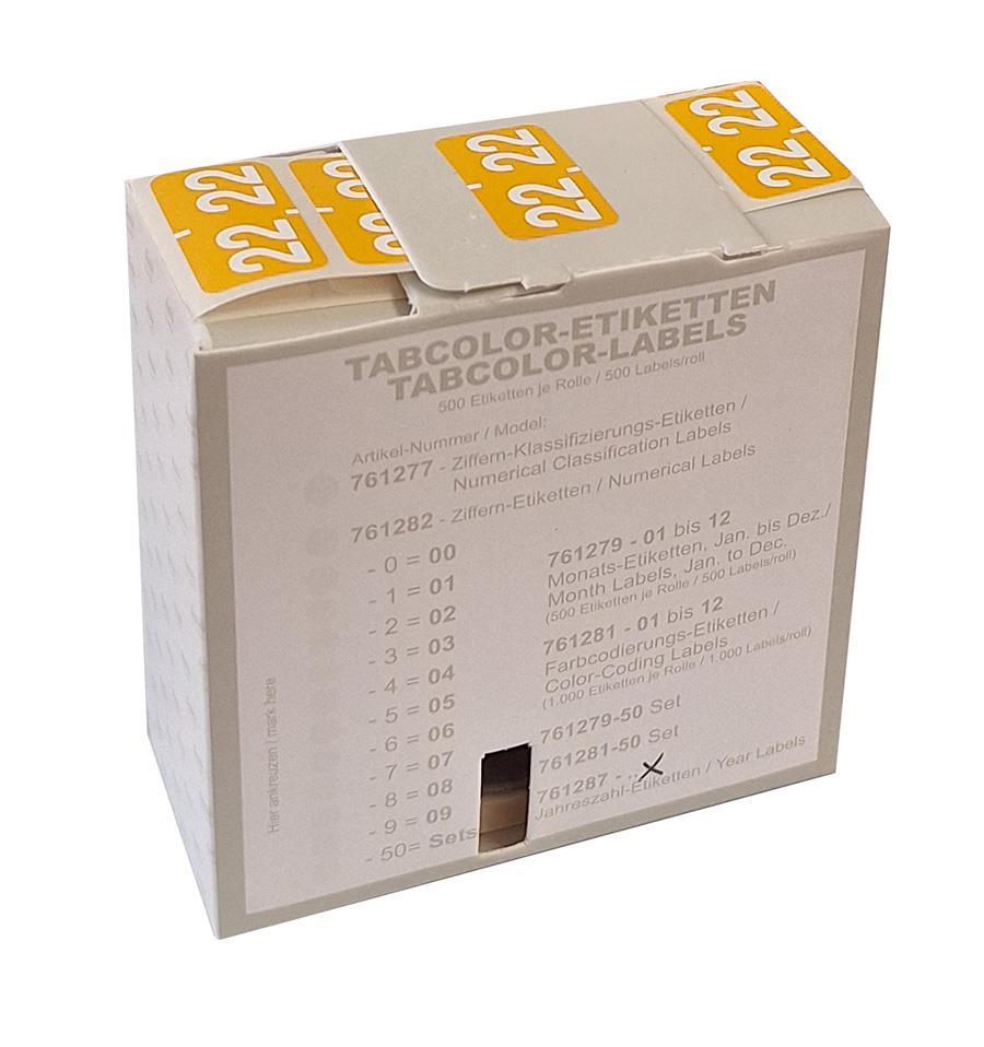 Jahreszahletiketten "22" Farbe hellorange, 500/Rolle
