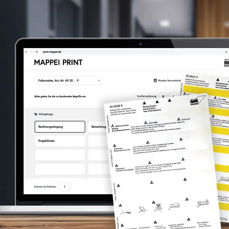Darstellung der Software MAPPEI Print zur Beschriftung von Selbstklebeetiketten