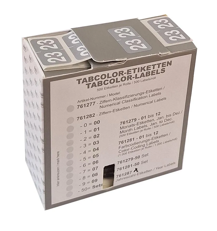 Jahreszahletiketten "23" Farbe grau, 500/Rolle