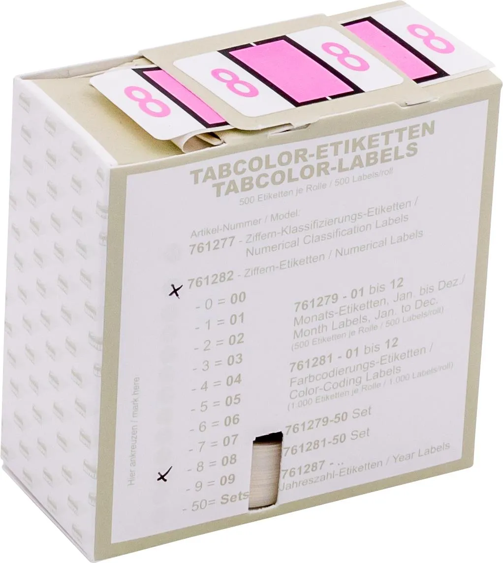 Ziffernetikett (gross) "8", Farbe lila, 500/Rolle-Artikelnummer-761282/08
