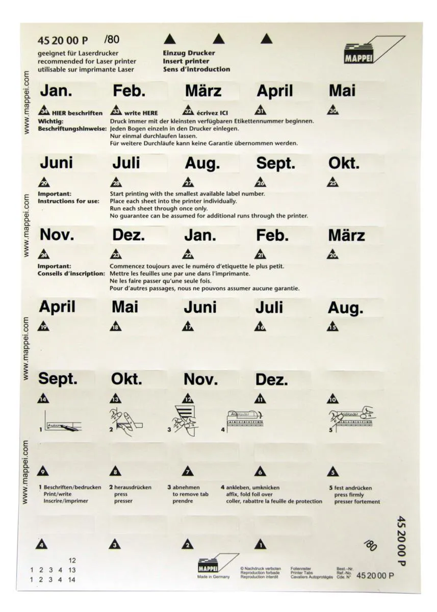 Selbstklebe-Printreiter, "Jan-Dez", 30 mm breit