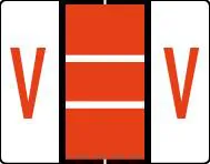 Buchstabenetikett (gross) "V", Farbe dunkelorange, 500/Rolle