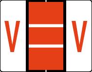 Buchstabenetikett (gross) "V", Farbe dunkelorange, 500/Rolle