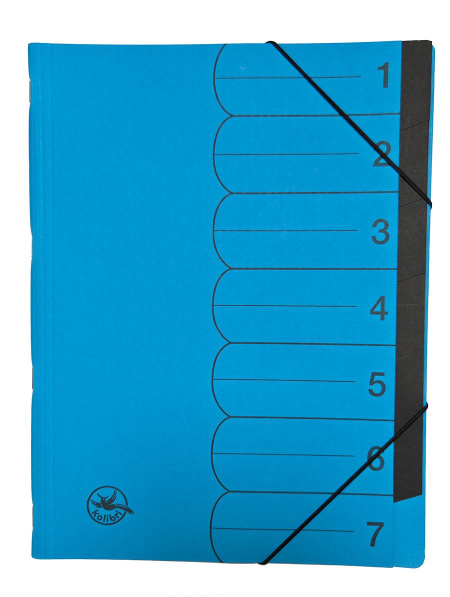 Ordnungsmappe 7-teilig, blau, Fächer einfarbig
