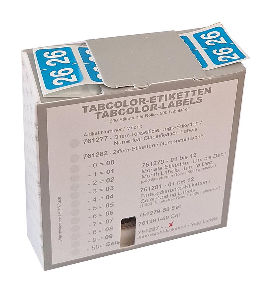 Jahreszahletiketten "26" Farbe blau, 500/Rolle