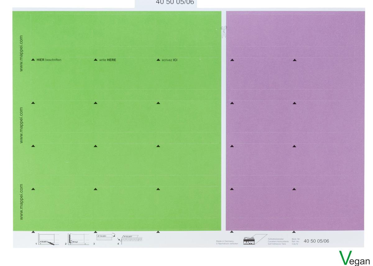 Selbstklebereiter, Kombibogen violett/grün, 55 mm breit