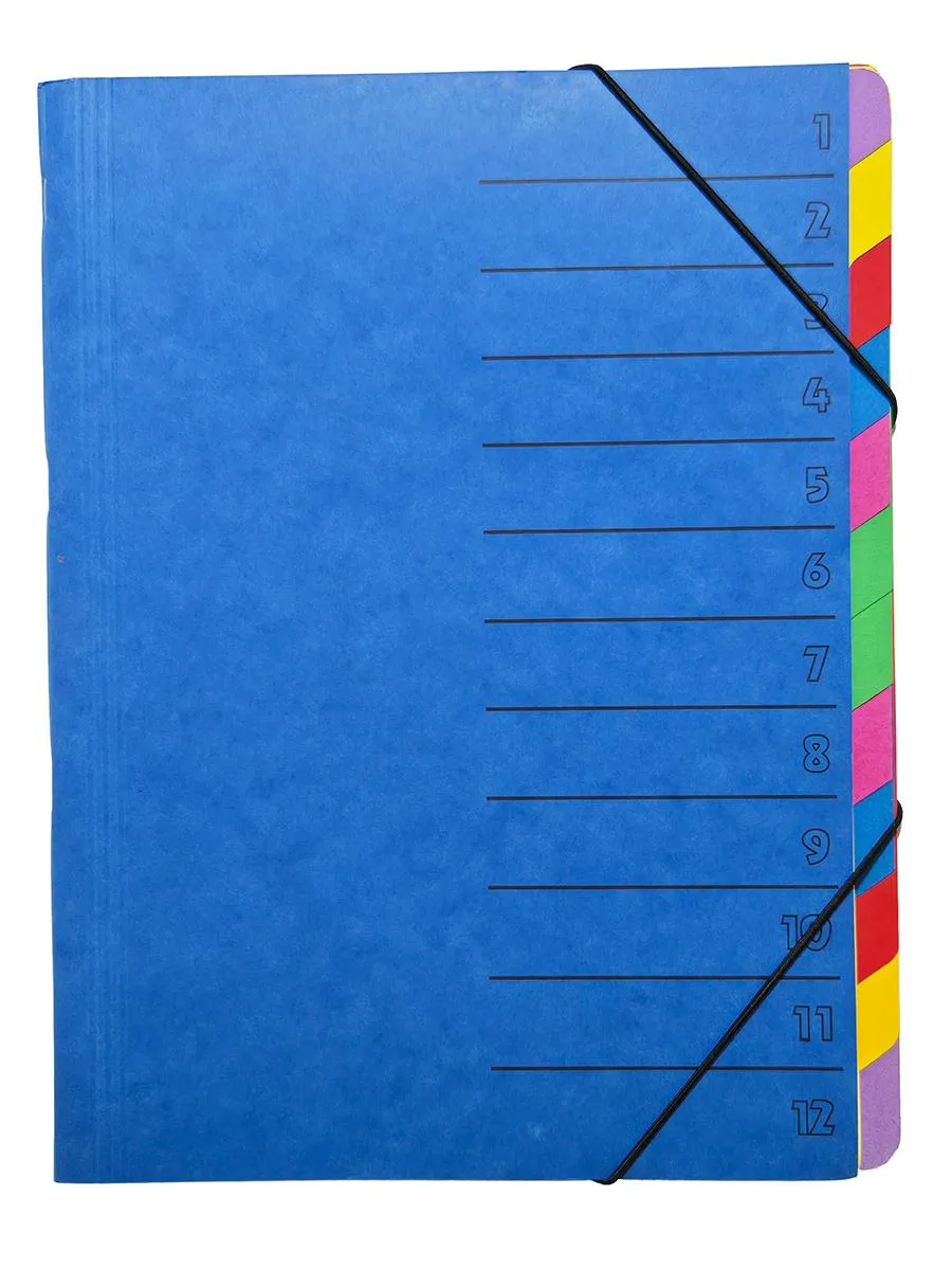 Ordnungsmappe 12-teilig, blau, Fächer mehrfarbig-Artikelnummer-10.76102