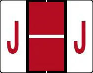 Buchstabenetikett (gross) "J", Farbe rot, 50/Bogen