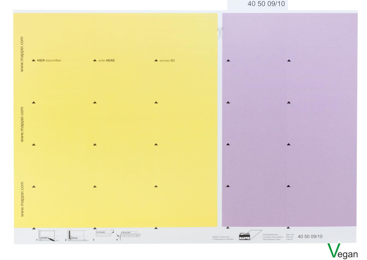 Selbstklebereiter, Kombibogen h´gelb/h´violett, 55 mm breit